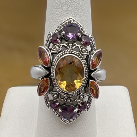 🌟NICKY BUTLER 925 Sterling Silver Citrine Multi Gem ONE OF A KIND Ring Size 8.5 - Picture 8 of 12
